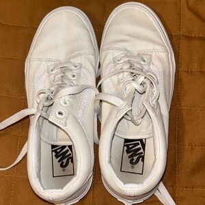 All White Lace Up Vans